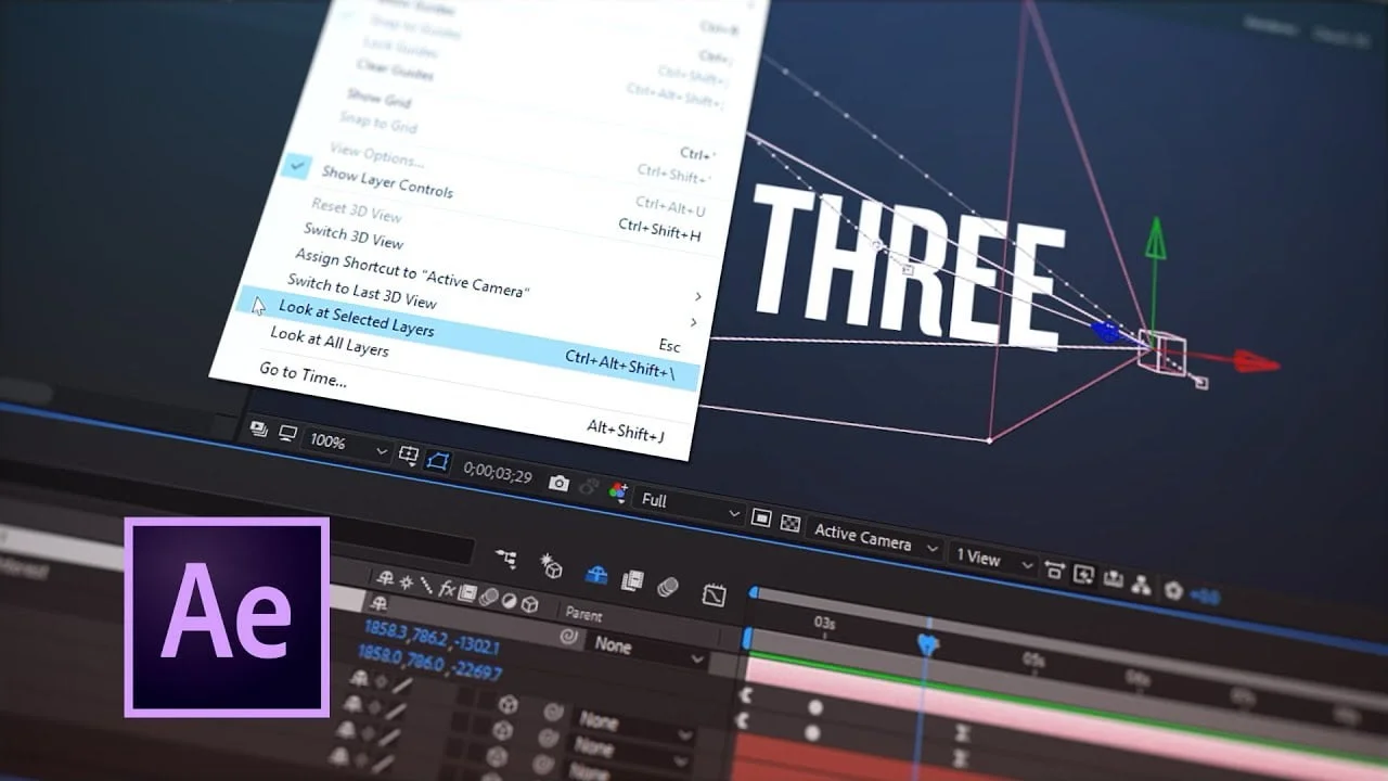 Tutorial after effects per posizionare la telecamera 3d
