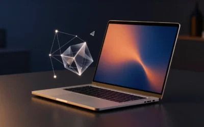Portatile con un poliedro 3D luminoso: AI locale su Windows e Cinema 4D 2026.4 con server MCP